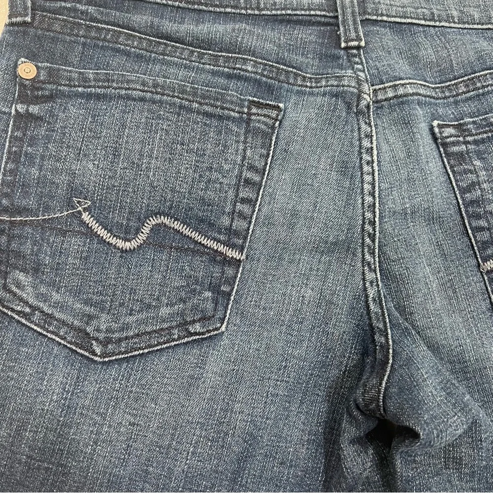 7 FOR ALL MANKIND Dark Blue Indigo Denim Shorts Size 28 - Picture 5 of 6